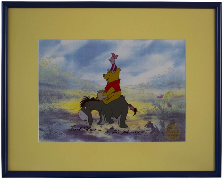 Disney Limited Edition Sericel of ''Winnie the Pooh, Piglet & Eeyore'' -- Signed by Legendary Disney Animators Frank Thomas and Ollie Johnston